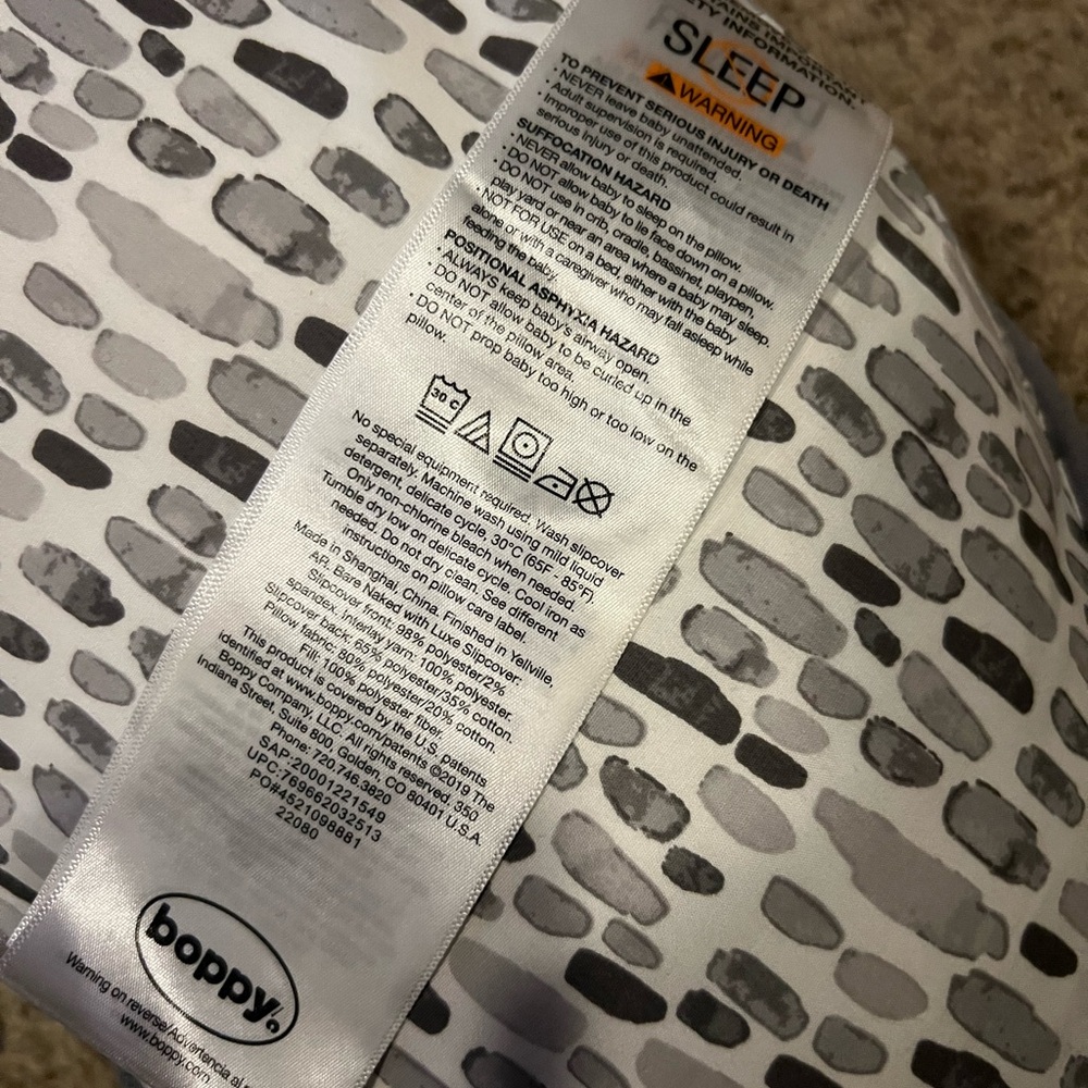 Gray and White Boppy Nursing Pillow with Removable Slipcover - Picture 3 of 4